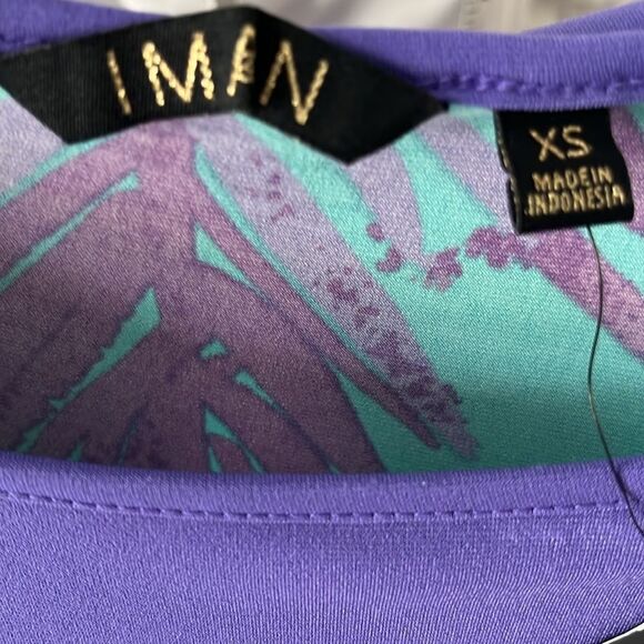 Inman Global Chic Purple & Green Palm Frond Sleeveless Dress - Picture 10 of 10